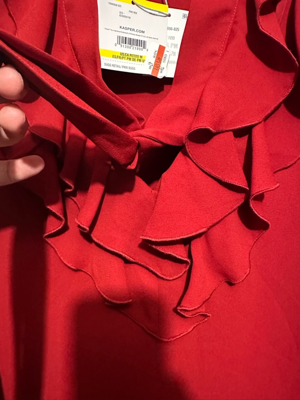 NWT Kasper Ruffle Neck Long Sleeve Blouse - size PM - Picture 3 of 4